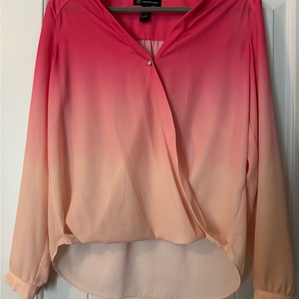 INC International Concepts Pink and Cream Gradient Blouse